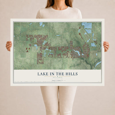 Map of Lake in the Hills, Illinois, 24 x 36 inch unframed archival matte print