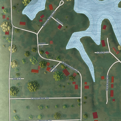 Close-up of the map of Lake Ka-Ho, Illinois print showing street and building detail