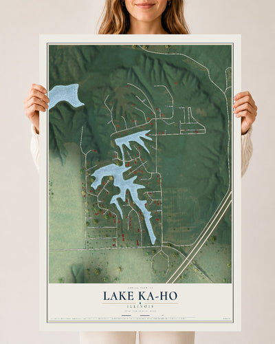 Map of Lake Ka-Ho, Illinois, 24 x 36 inch unframed archival matte print