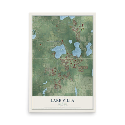 Map of Lake Villa, Illinois, 12 x 18 inch unframed archival matte print