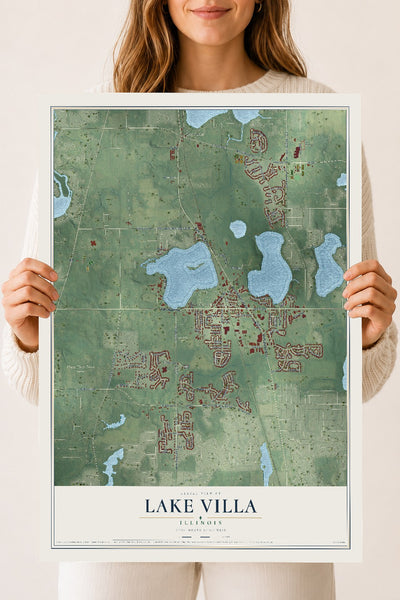 Map of Lake Villa, Illinois, 18 x 24 inch unframed archival matte print