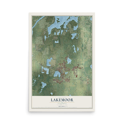 Map of Lakemoor, Illinois, 12 x 18 inch unframed archival matte print