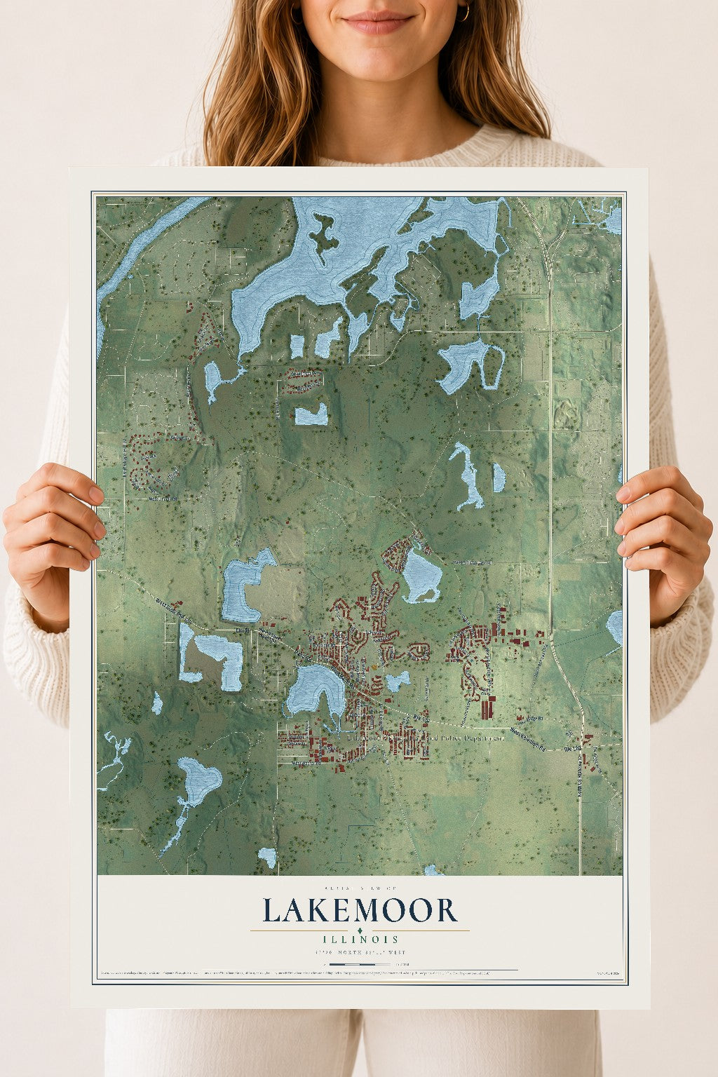 Map of Lakemoor, Illinois, 18 x 24 inch unframed archival matte print
