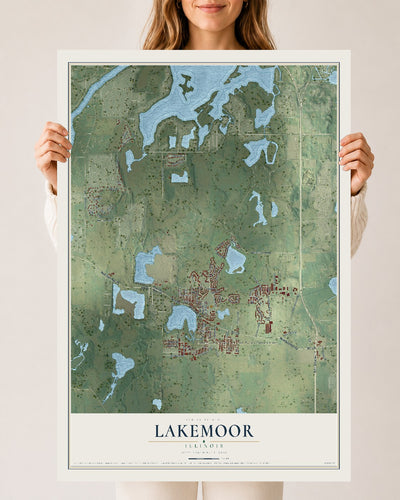 Map of Lakemoor, Illinois, 24 x 36 inch unframed archival matte print
