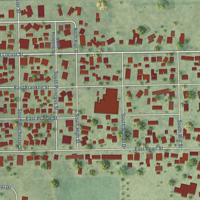 Second close-up of the map of Lanark, Illinois print showing more streets and buildings