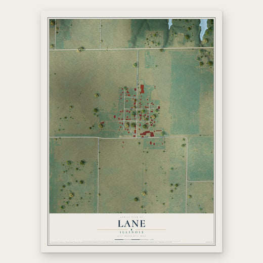 Lane, Illinois map print, the full design