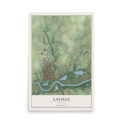 Map of LaSalle, Illinois, 12 x 18 inch unframed archival matte print