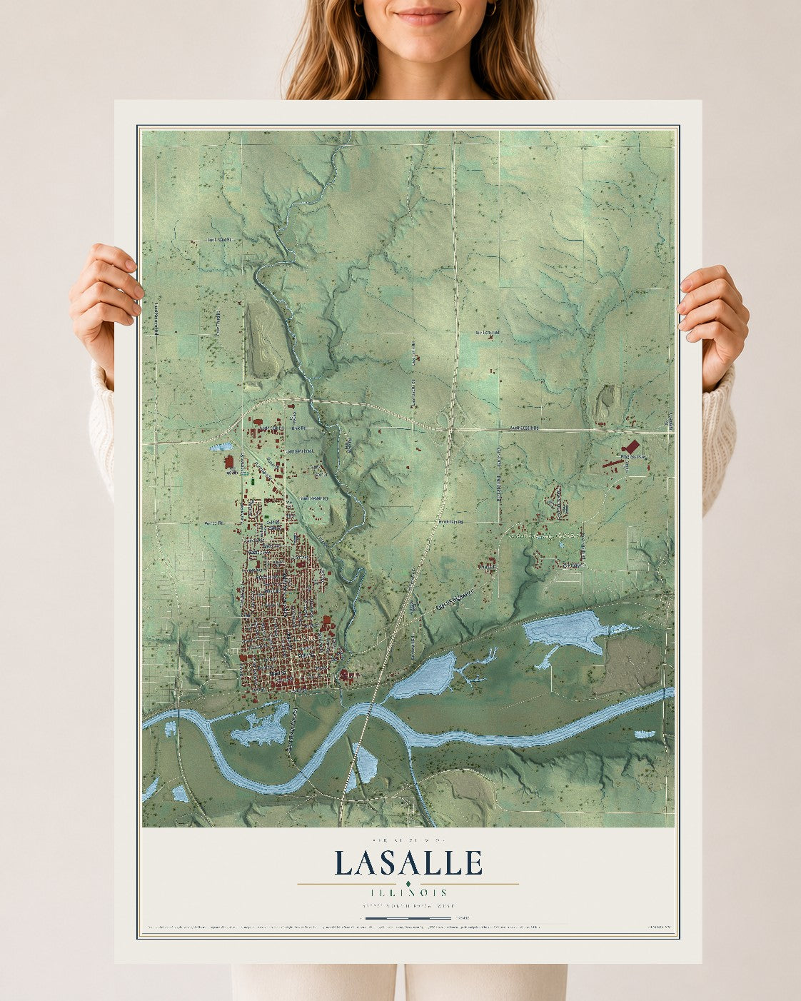 Map of LaSalle, Illinois, 24 x 36 inch unframed archival matte print