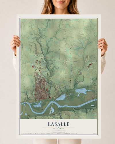 Map of LaSalle, Illinois, 24 x 36 inch unframed archival matte print