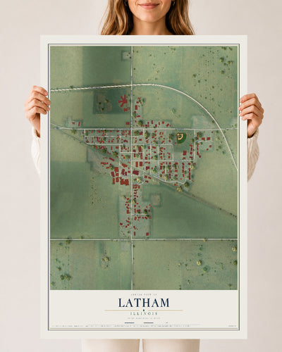 Map of Latham, Illinois, 24 x 36 inch unframed archival matte print
