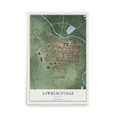 Map of Lawrenceville, Illinois, 12 x 18 inch unframed archival matte print