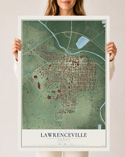 Map of Lawrenceville, Illinois, 24 x 36 inch unframed archival matte print