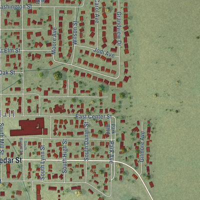 Second close-up of the map of Le Roy, Illinois print showing more streets and buildings