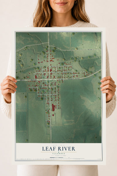 Map of Leaf River, Illinois, 18 x 24 inch unframed archival matte print