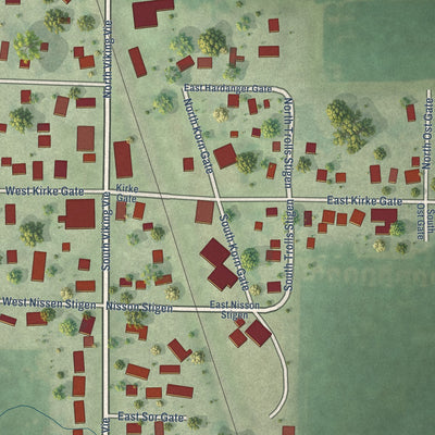 Close-up of the map of Lee, Illinois print showing street and building detail