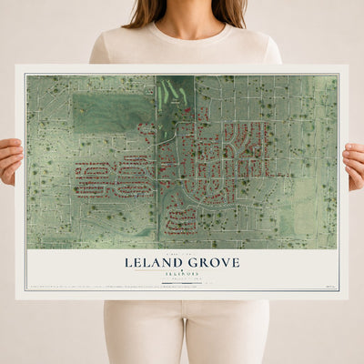Map of Leland Grove, Illinois, 18 x 24 inch unframed archival matte print