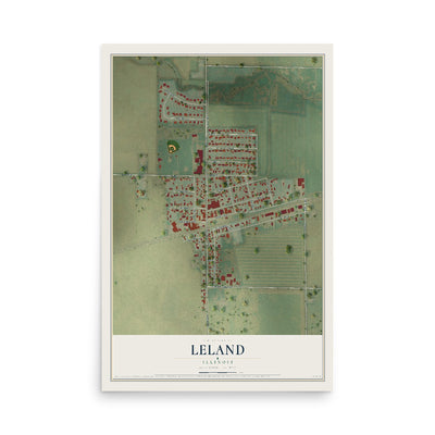 Map of Leland, Illinois, 12 x 18 inch unframed archival matte print