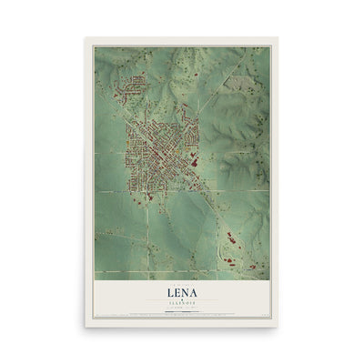 Map of Lena, Illinois, 12 x 18 inch unframed archival matte print