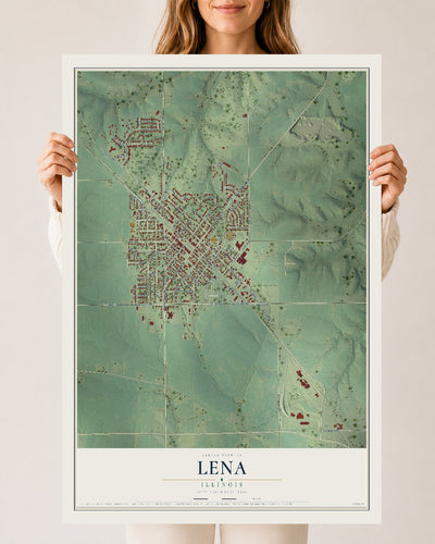 Map of Lena, Illinois, 24 x 36 inch unframed archival matte print