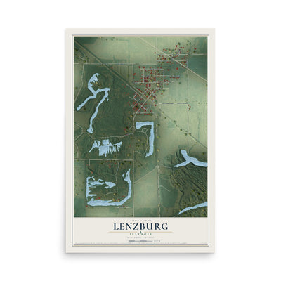 Map of Lenzburg, Illinois, 12 x 18 inch unframed archival matte print