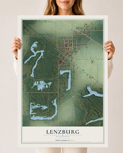 Map of Lenzburg, Illinois, 24 x 36 inch unframed archival matte print
