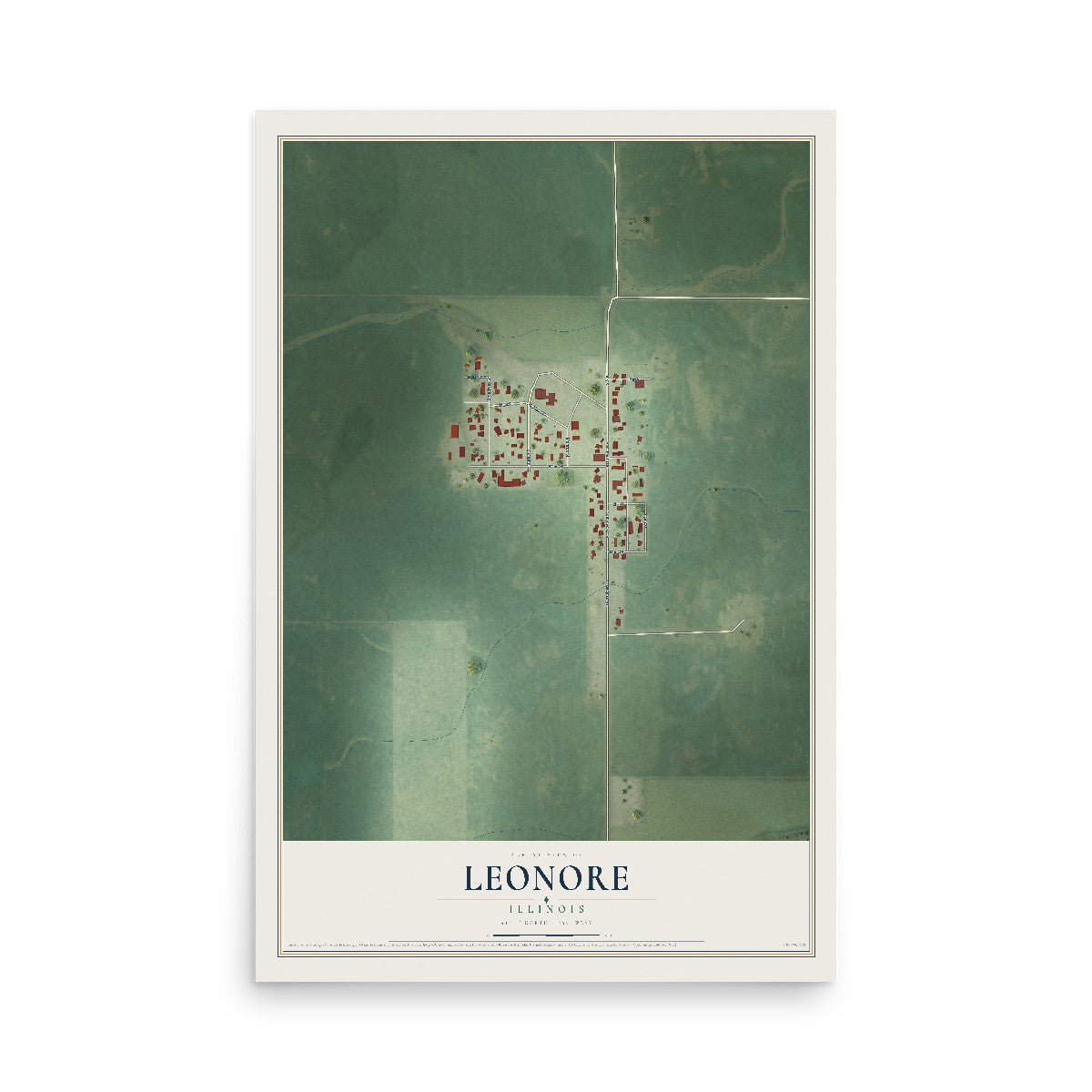 Map of Leonore, Illinois, 12 x 18 inch unframed archival matte print