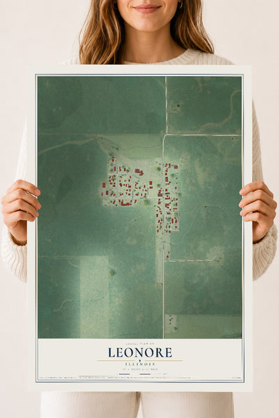 Map of Leonore, Illinois, 18 x 24 inch unframed archival matte print
