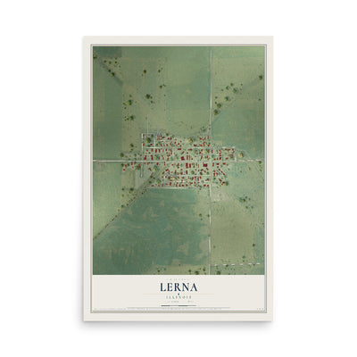 Map of Lerna, Illinois, 12 x 18 inch unframed archival matte print