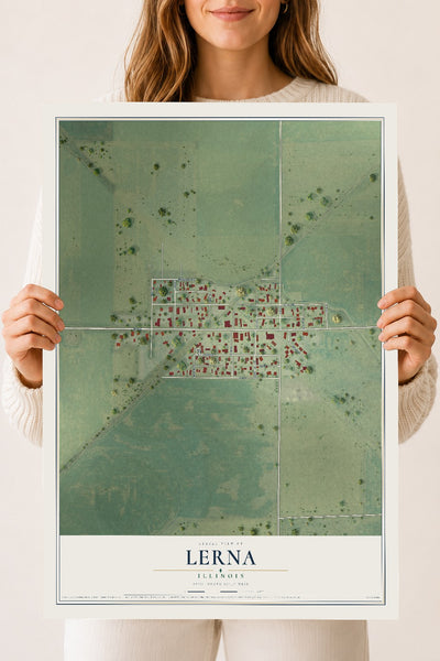 Map of Lerna, Illinois, 18 x 24 inch unframed archival matte print