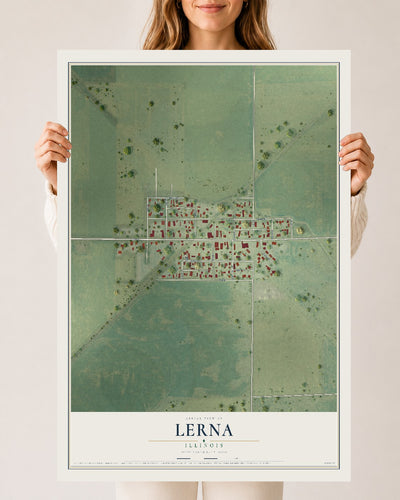 Map of Lerna, Illinois, 24 x 36 inch unframed archival matte print