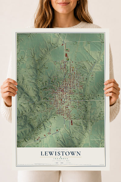 Map of Lewistown, Illinois, 18 x 24 inch unframed archival matte print
