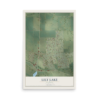 Map of Lily Lake, Illinois, 12 x 18 inch unframed archival matte print