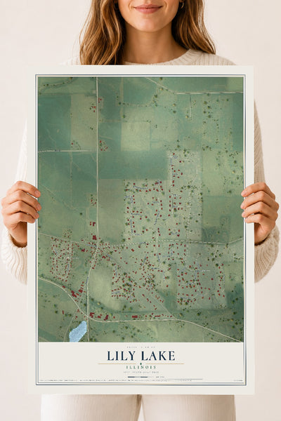 Map of Lily Lake, Illinois, 18 x 24 inch unframed archival matte print