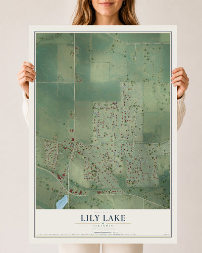 Map of Lily Lake, Illinois, 24 x 36 inch unframed archival matte print