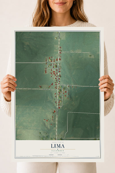 Map of Lima, Illinois, 18 x 24 inch unframed archival matte print