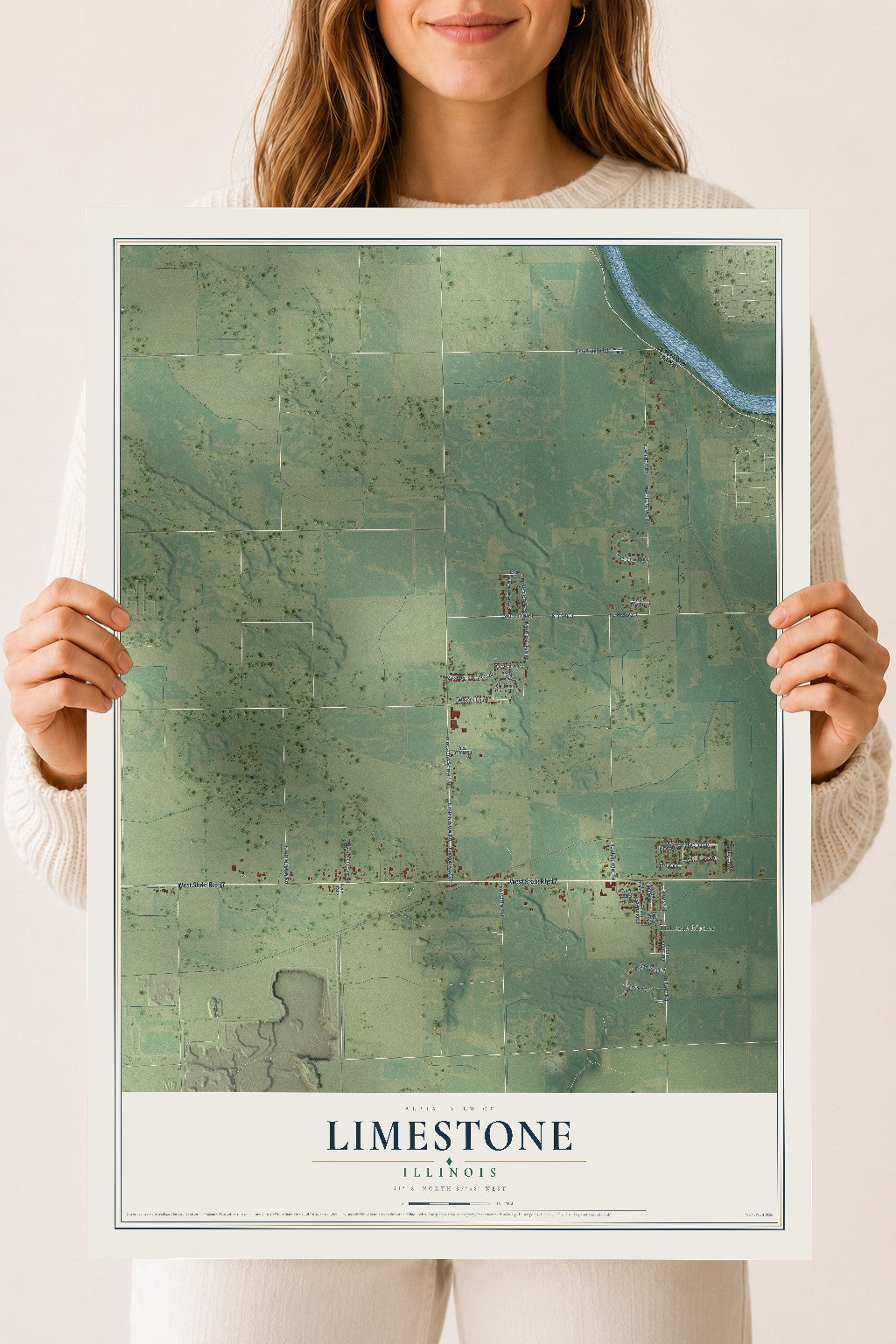 Map of Limestone, Illinois, 18 x 24 inch unframed archival matte print