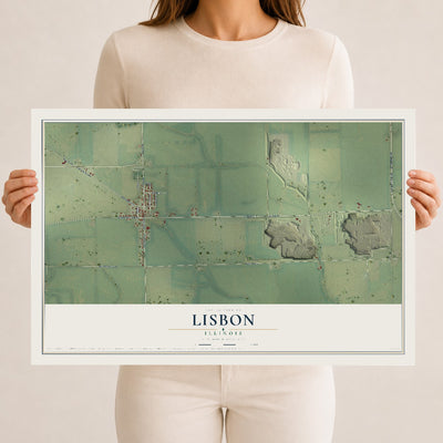 Map of Lisbon, Illinois, 12 x 18 inch unframed archival matte print