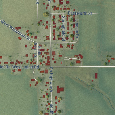 Close-up of the map of Lisbon, Illinois print showing street and building detail