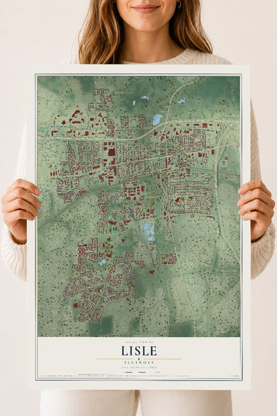 Map of Lisle, Illinois, 18 x 24 inch unframed archival matte print