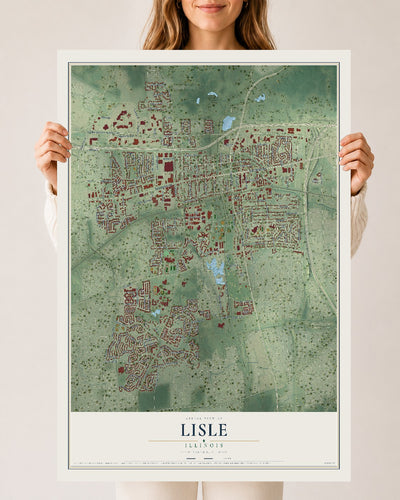 Map of Lisle, Illinois, 24 x 36 inch unframed archival matte print