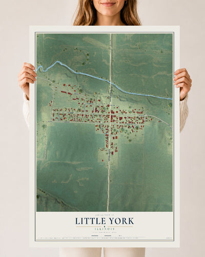Map of Little York, Illinois, 24 x 36 inch unframed archival matte print