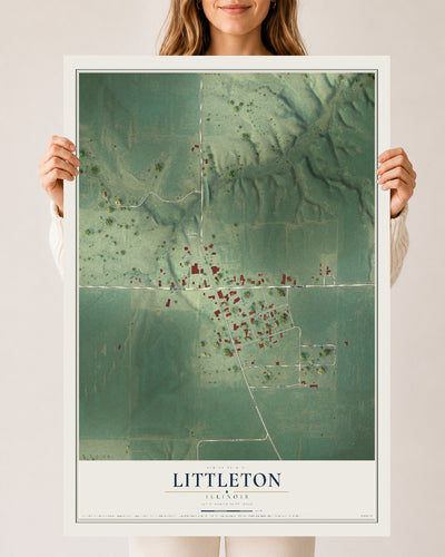 Map of Littleton, Illinois, 24 x 36 inch unframed archival matte print