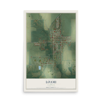 Map of Loami, Illinois, 12 x 18 inch unframed archival matte print