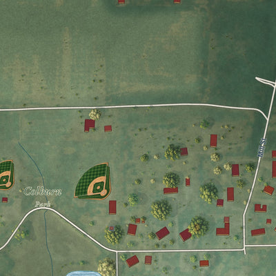 Second close-up of the map of Loami, Illinois print showing more streets and buildings
