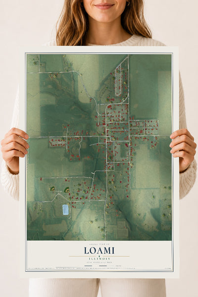 Map of Loami, Illinois, 18 x 24 inch unframed archival matte print
