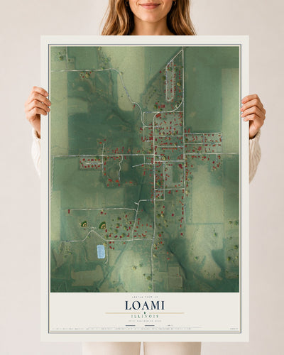 Map of Loami, Illinois, 24 x 36 inch unframed archival matte print