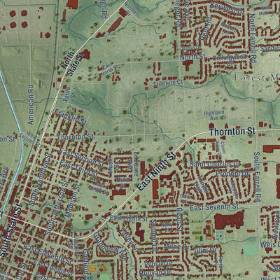 Close-up of the map of Lockport, Illinois print showing street and building detail