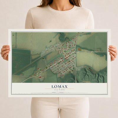 Map of Lomax, Illinois, 12 x 18 inch unframed archival matte print