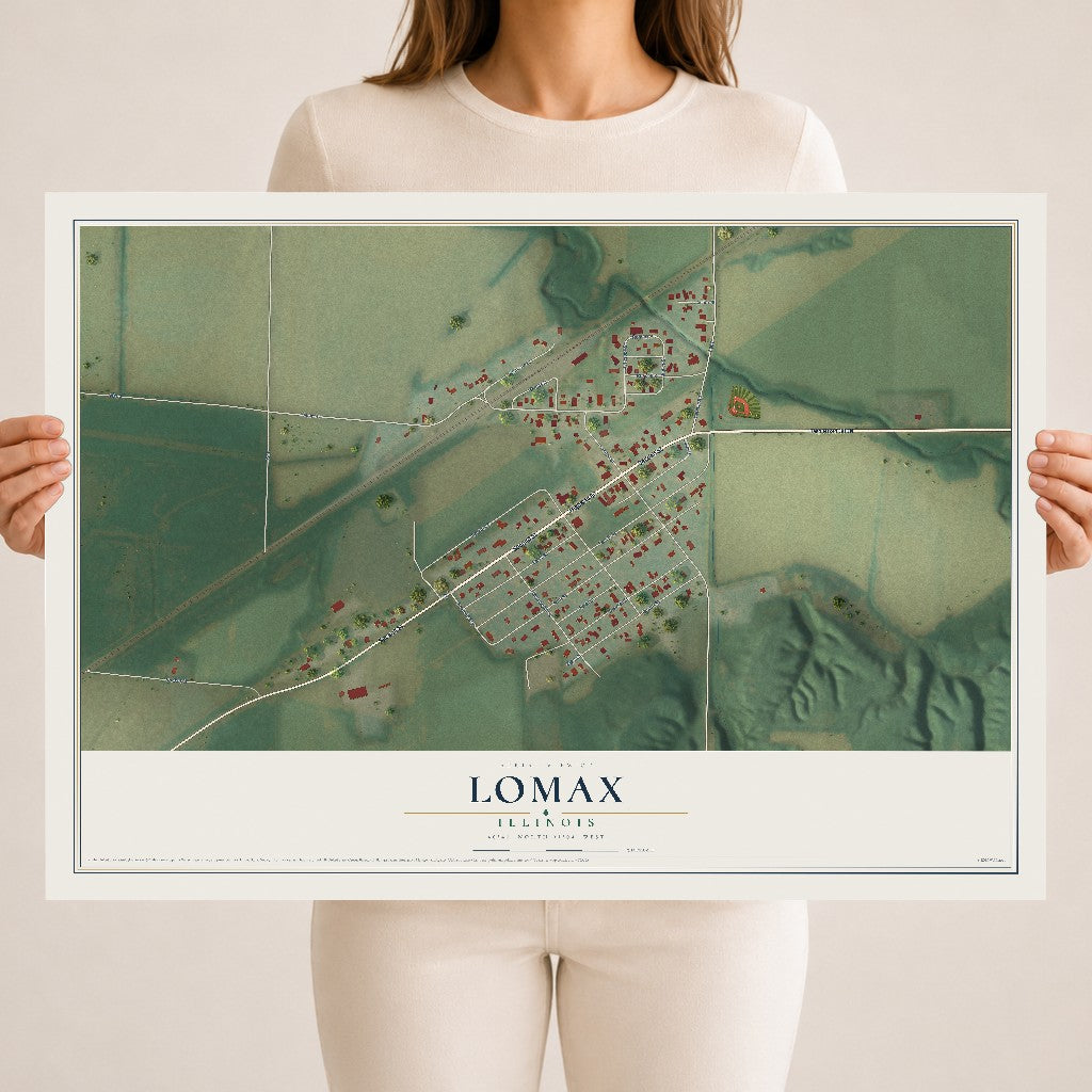 Map of Lomax, Illinois, 18 x 24 inch unframed archival matte print