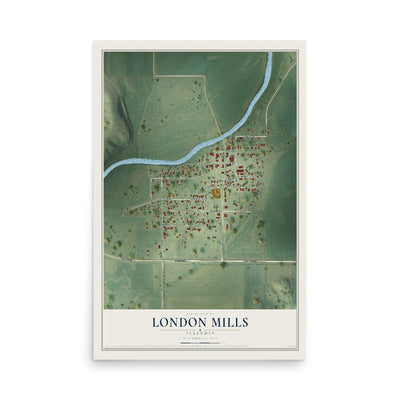 Map of London Mills, Illinois, 12 x 18 inch unframed archival matte print